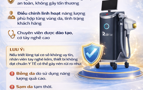 Triệt lông bằng Diode Ruby AI có an toàn không? Có rủi ro gì không?