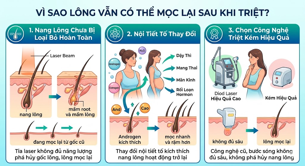 vì sao lông vẫn có thể mọc lại sau khi triệt