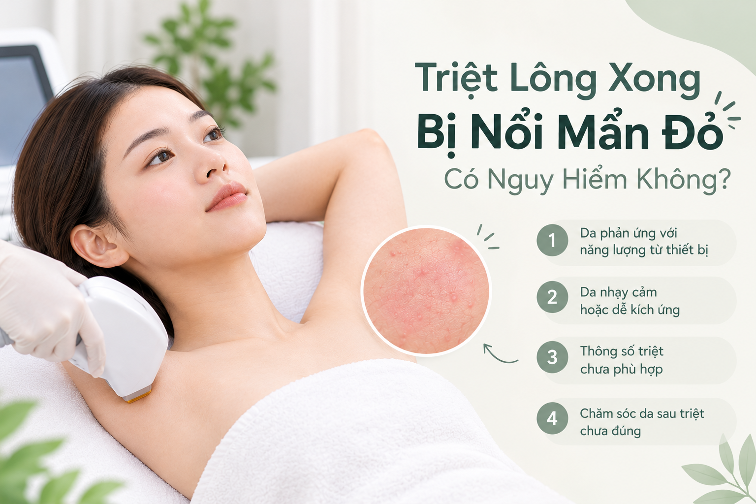 triệt lông xong nổi mẩn đỏ có nguy hiểm không