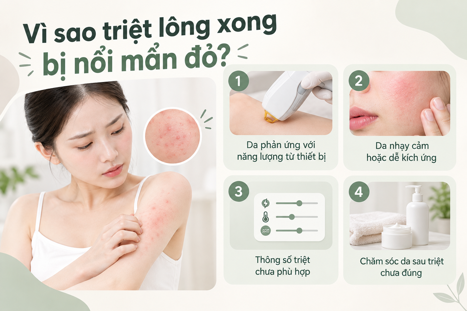 vì sao triệt lông xong bị nổi mẩn đỏ