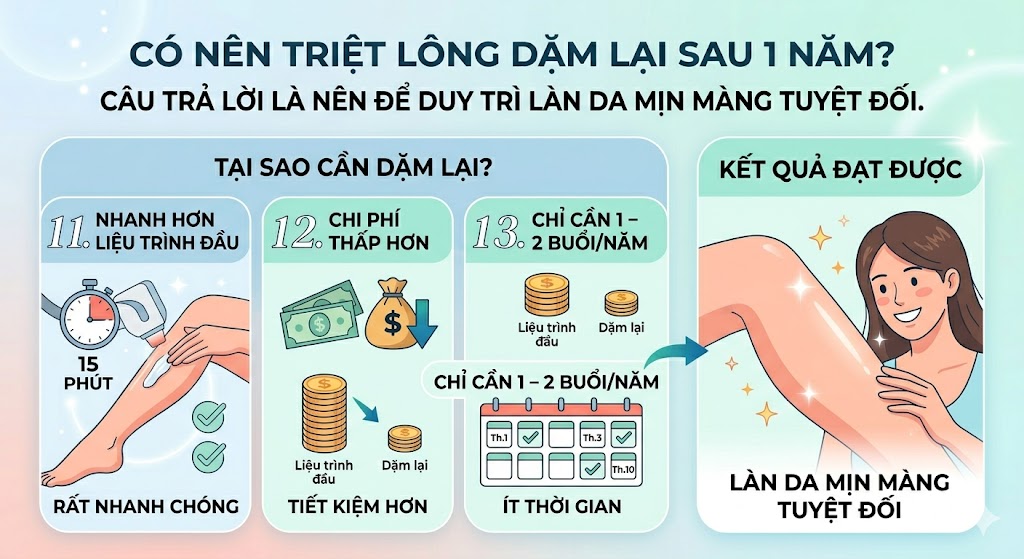 có nên triệt lông dặm lại sau 1 năm