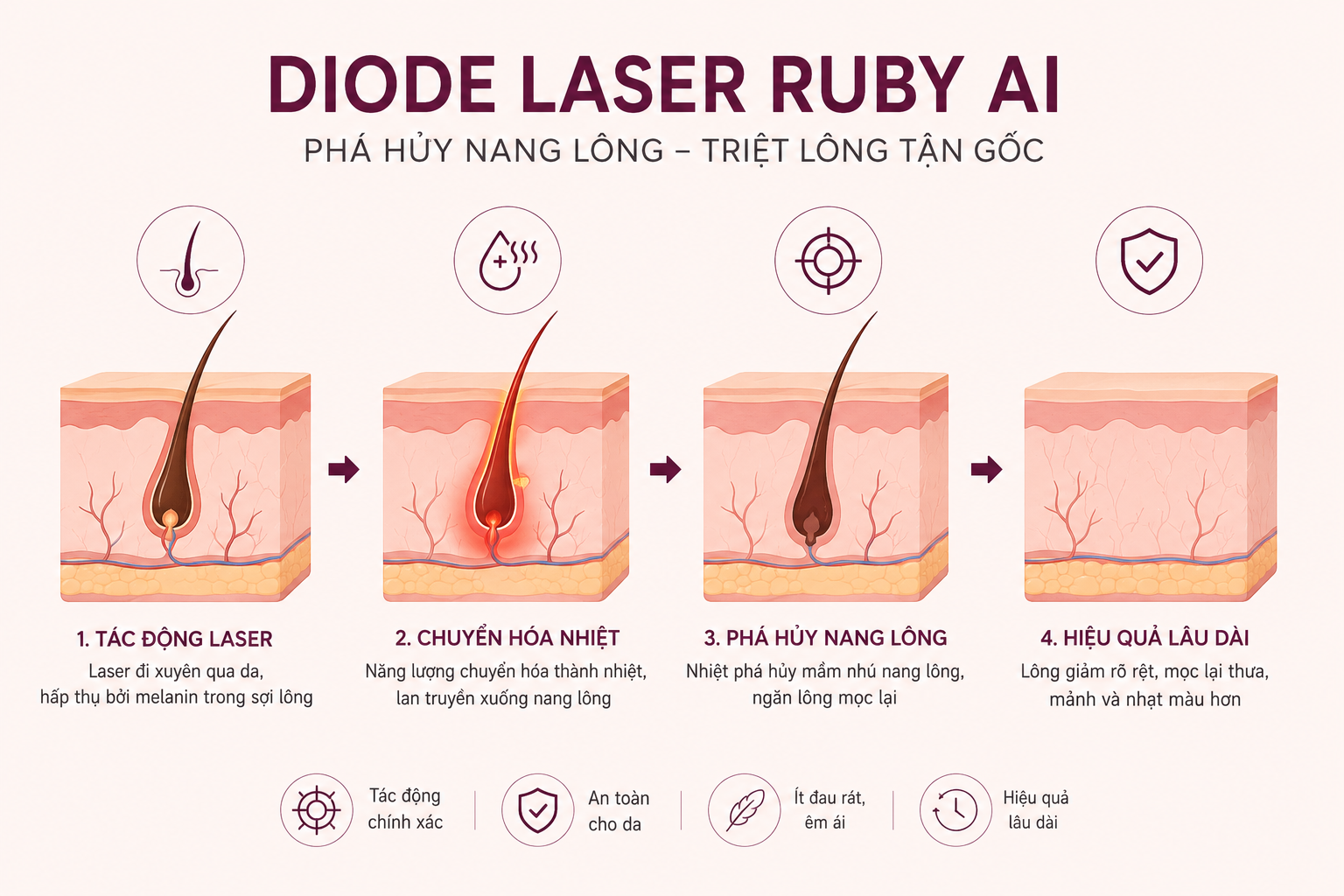 DiodeLaser Ruby Ai phá hủy nang lông-diệt tận gốc