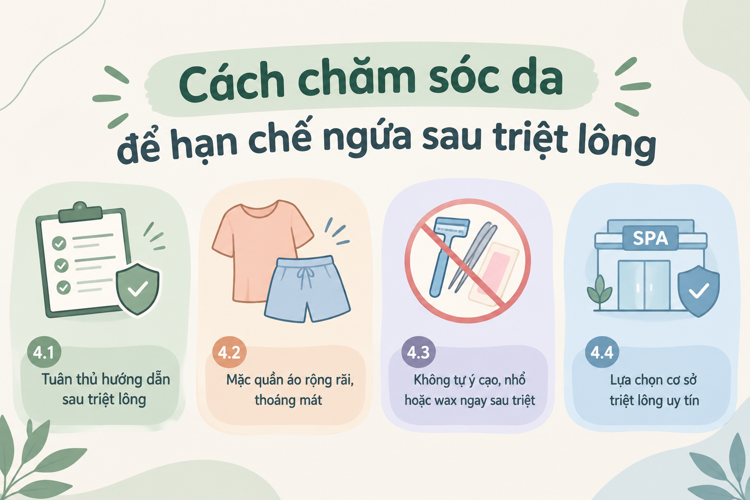 cách chăm sóc da sau triệt lông