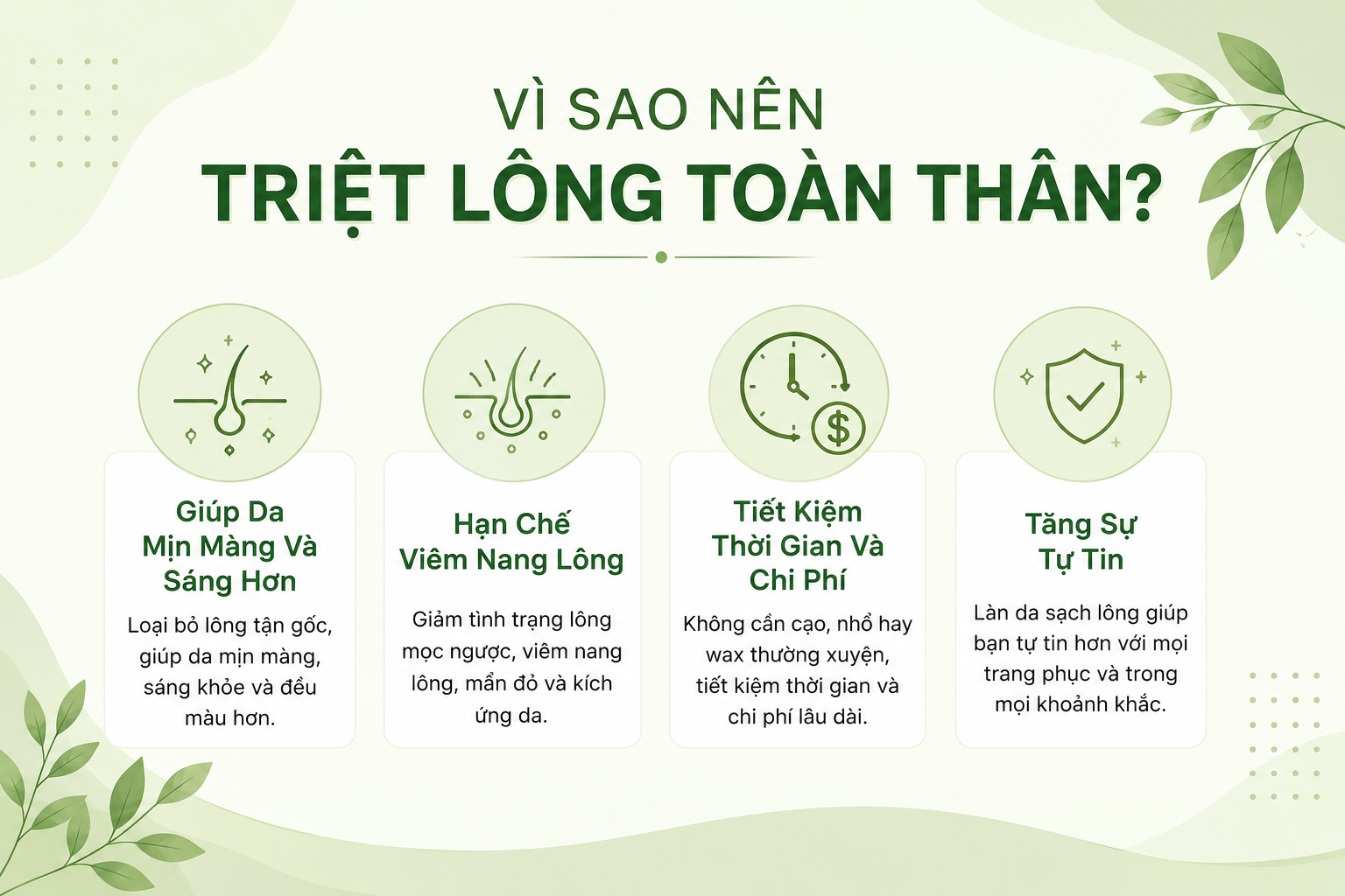 vì sao nên triệt lông toàn thân