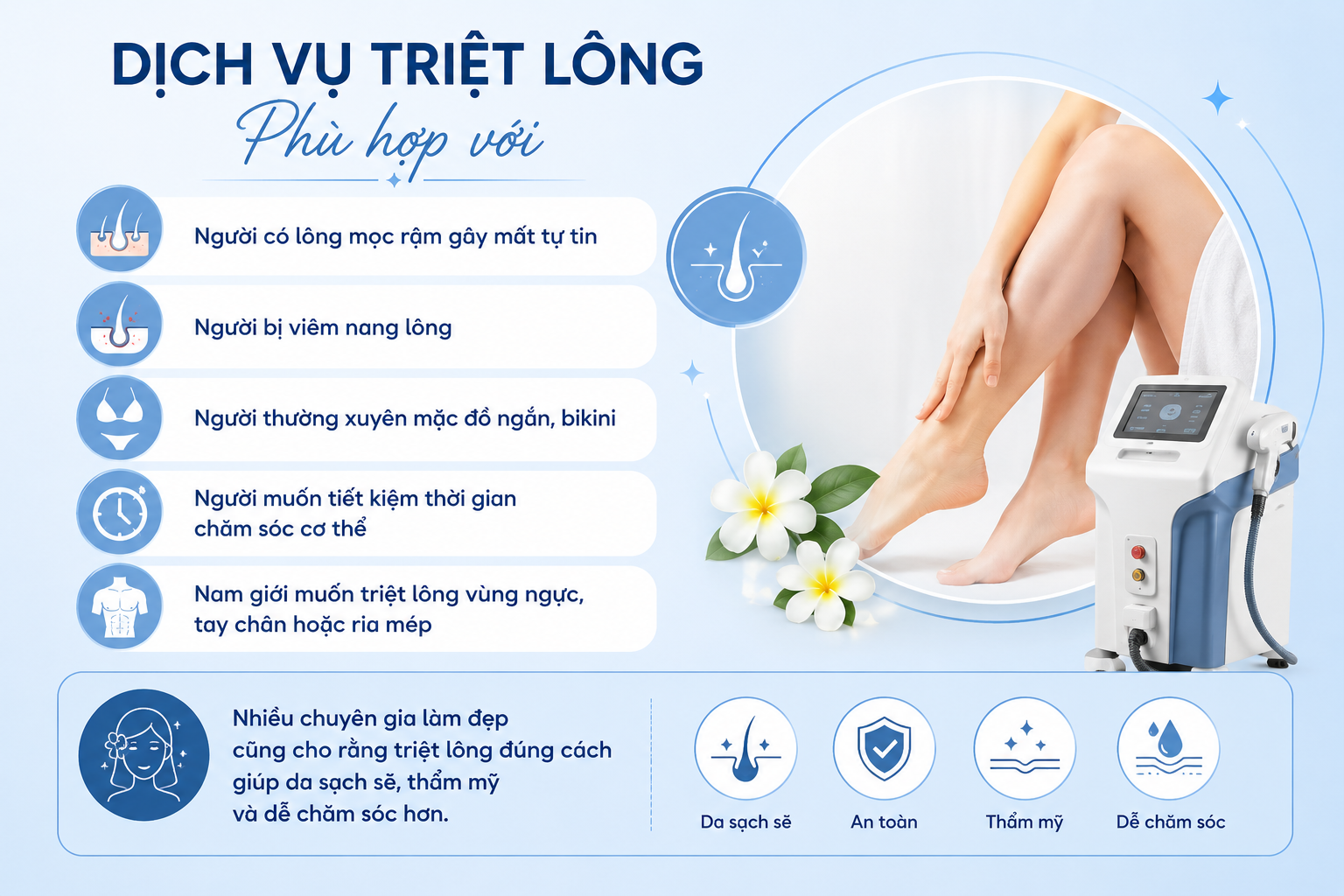 dịch vụ triệt lông phù hợp với
