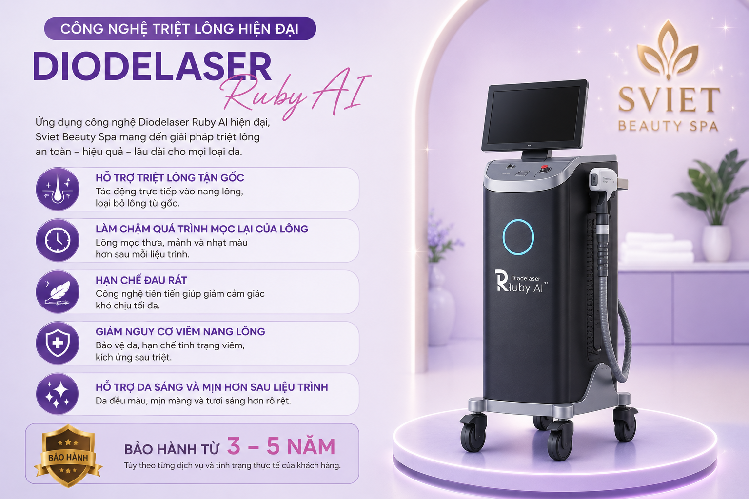 công nghệ triệt lông hiện đại diodelaser ruby ai
