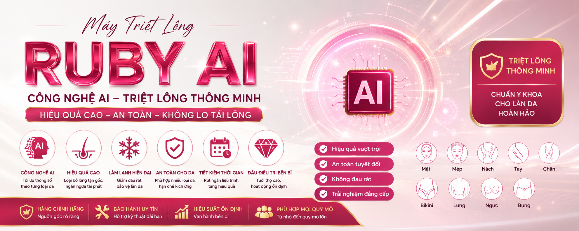 máy triệt lông ruby AI công nghệ AI triệt lông thông minh