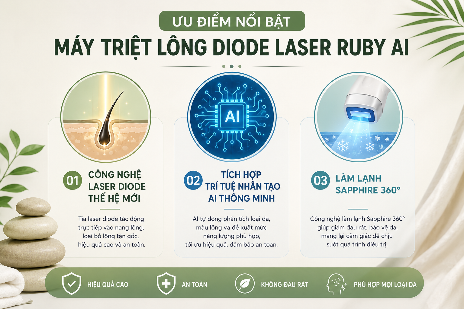 ưu điểm nổi bật của máy triệt lông diodelaser ruby AI