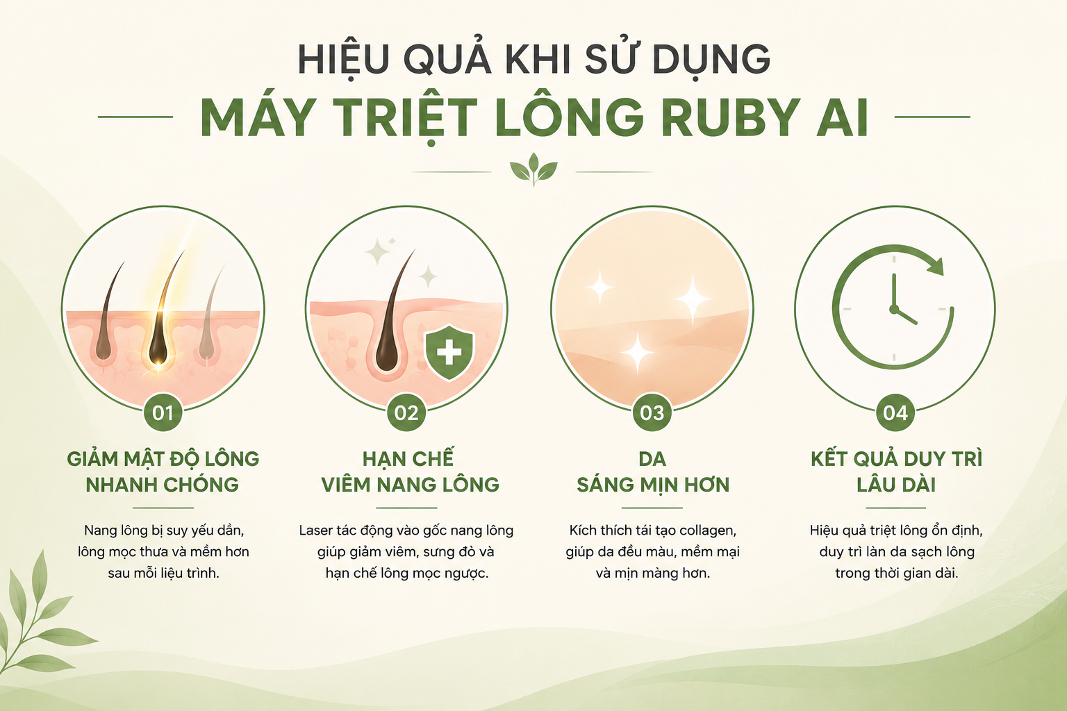 hiệu quả khi sử dụng máy triệt lông ruby AI