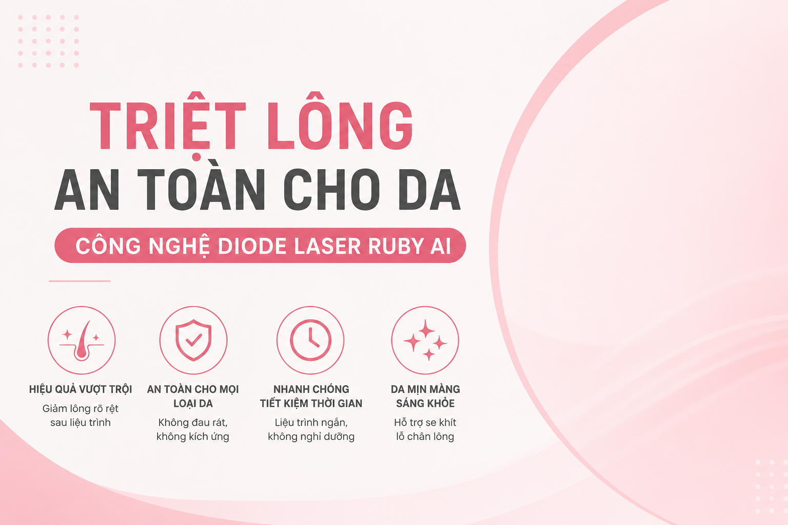 Triệt lông an toàn cho da công nghệ diodelaser ruby AI